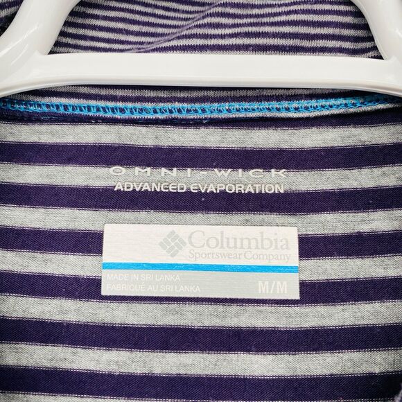 Columbia Shirt Women’s Size‎ M Heather Striped 1/4 Zip Long Sleeve Mock Neck - Picture 5 of 11